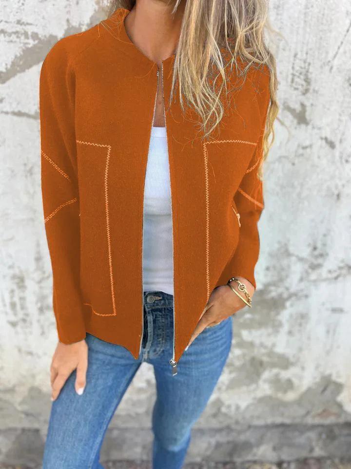 2024 Autumn/Winter Casual Solid Color Zipper Jacket