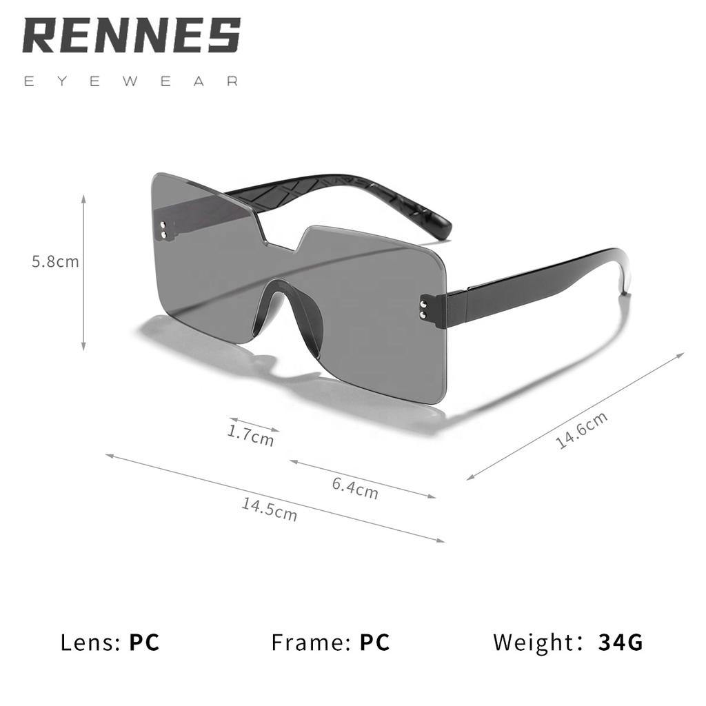 New Unisex Square Frame Sunglasses with UV400 Protective One-Piece Lens Stylish Rimless Design for Outdoor Use
