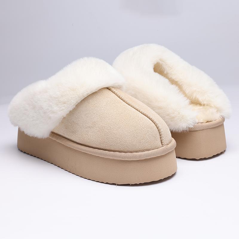 Fashion Smile Winter Fluffy Women Fuzzy Slippers Warm Short Plush Non-slip Cozy Soft Cotton Slippers Indoor Fleece Lined Fur Slippers