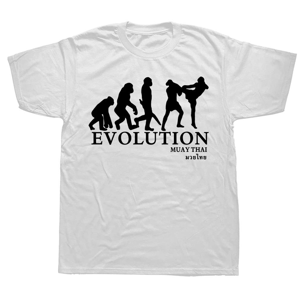 Funny Muay Thai Boxinger Evolution T Shirts Graphic Cotton Streetwear Short Sleeve Harajuku Martialer Art T-shirt