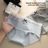 Women's Spring and Summer Sweet Bow Tie Cotton Bacteriostatic Extended Mid Waisted Briefs