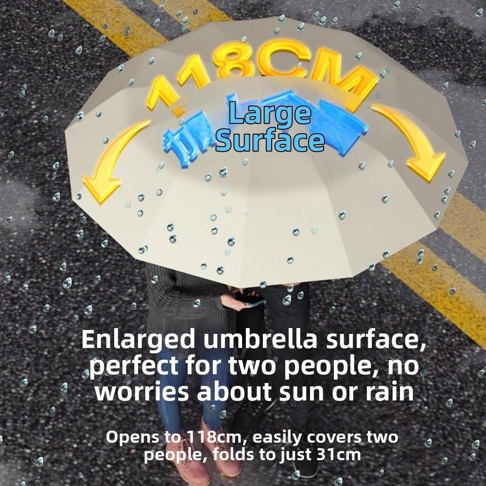 Strong Frame Folding Umbrella Windproof Oversized Umbrella Sunny Rainy Umbrella  Dual Purpose