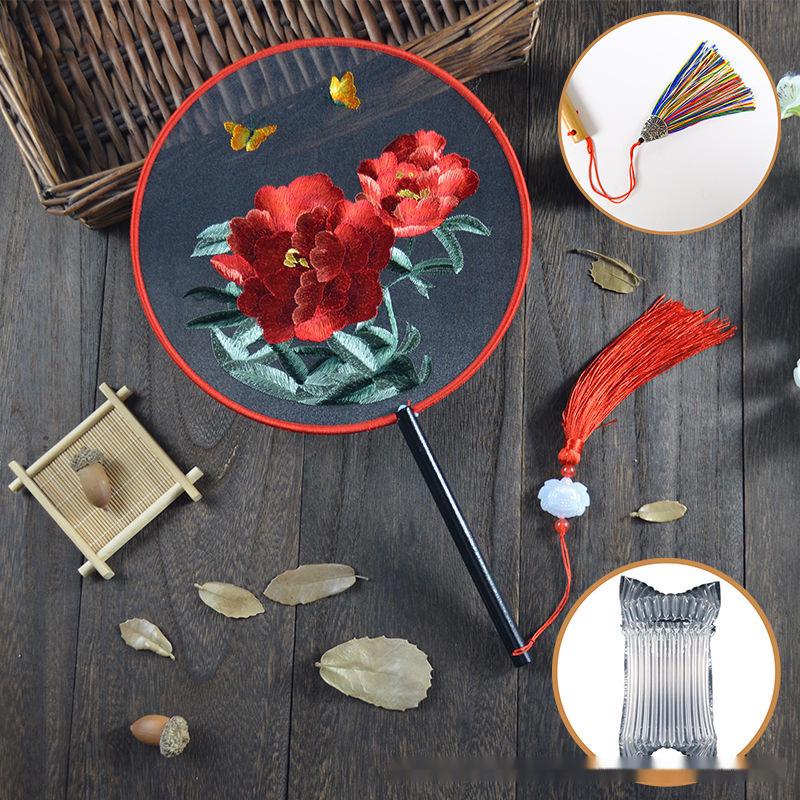 Zweiseitig bestickter runder Fächer im antiken Stil, Hanfu Su-Stickerei, vielseitiger Tanzfächer, chinesischer Stil