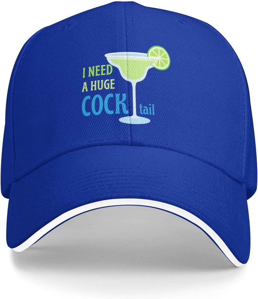 I Need A Huge Cocktail Margarita Funny Drinking Baseball Cap Polyester Adjustable Outdoor