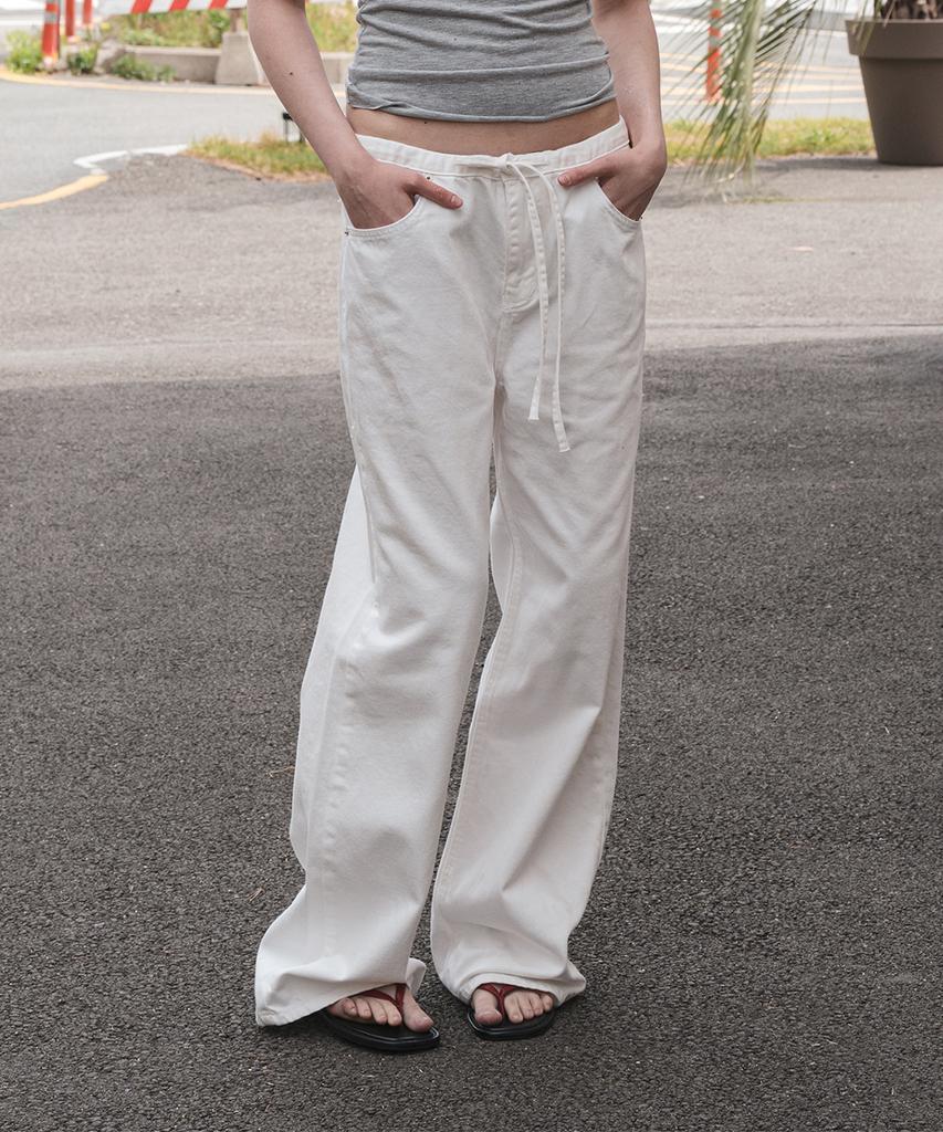 108Paundeu Waist Tie Denim_White
