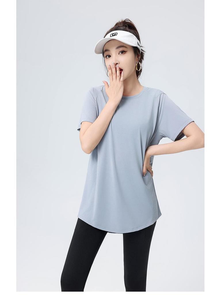 Sommer Fitness Top in Übergröße für Damen – Bauchbedeckendes Kurzarm Yoga & Lauf T-Shirt
