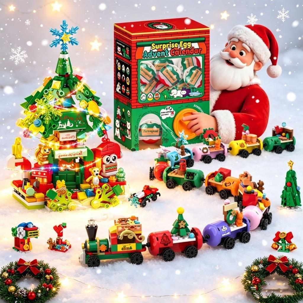 Christmas Building Set with Gacha Machine for Kids Party Favors