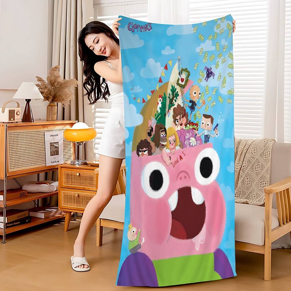 

Cartoon C-Clarences Beach Towel Colorful Bath Towels For Girl Microfiber Quick Dry Sand Free Beach Yoga Spa Gym Pool W40*H60(CM)