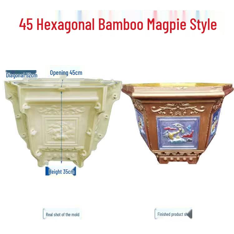 Extra Large Hexagonal Roman Column Cement Flower Pot Mold - Full Set DIY Model