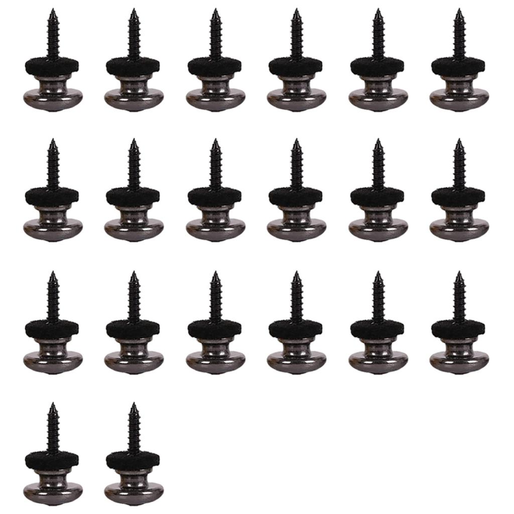Classy-20PCS Wool Copper Guitar Strap Lock Locking Pegs Pins Mushroom Shape End Button Black