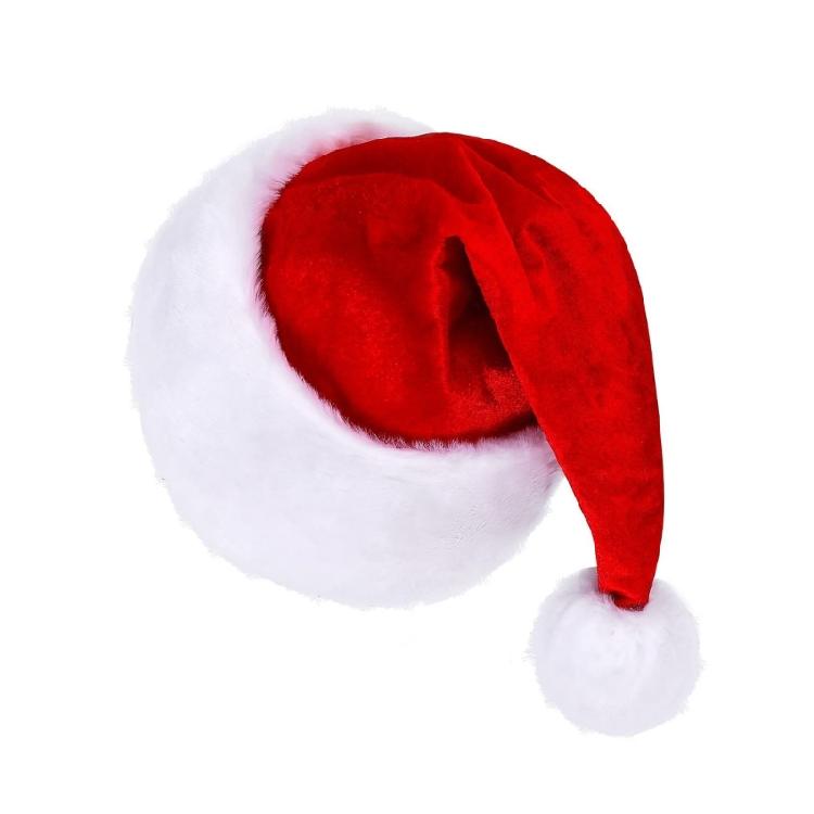 Plush Christmas Santa Hat with White Brim for Holiday Parties Giving Love