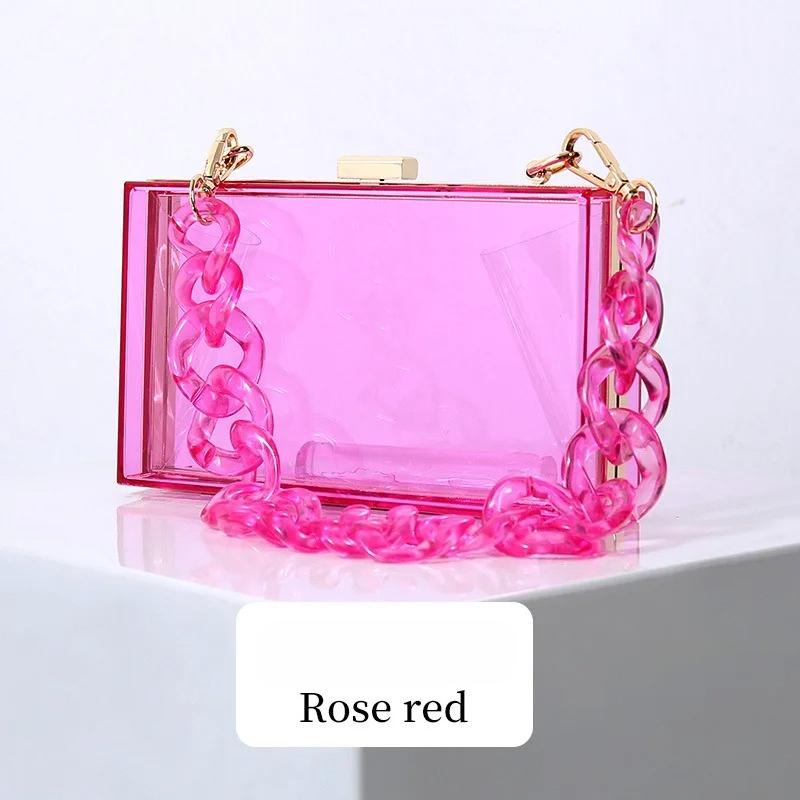 New Acrylic Transparent Box Bag for Women Fashion Shoulder Chain Crossbody Purse Luxury Evening Party Clutch Clear Mini Handbag