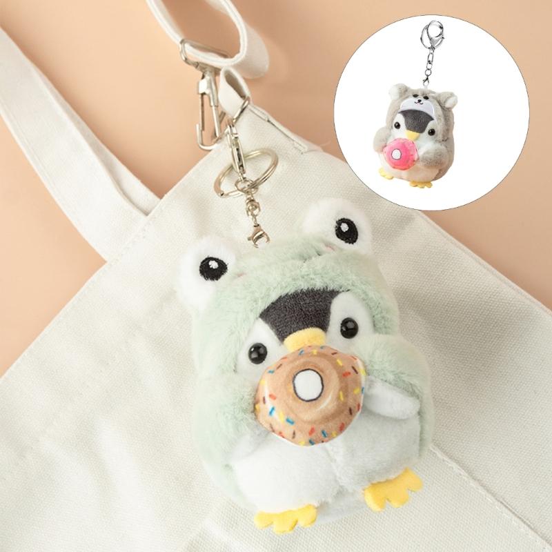 Adorable Penguins Keychain for Women Girls Handmade Soft Plush Animal Keyring For Bag Decoration And Keys