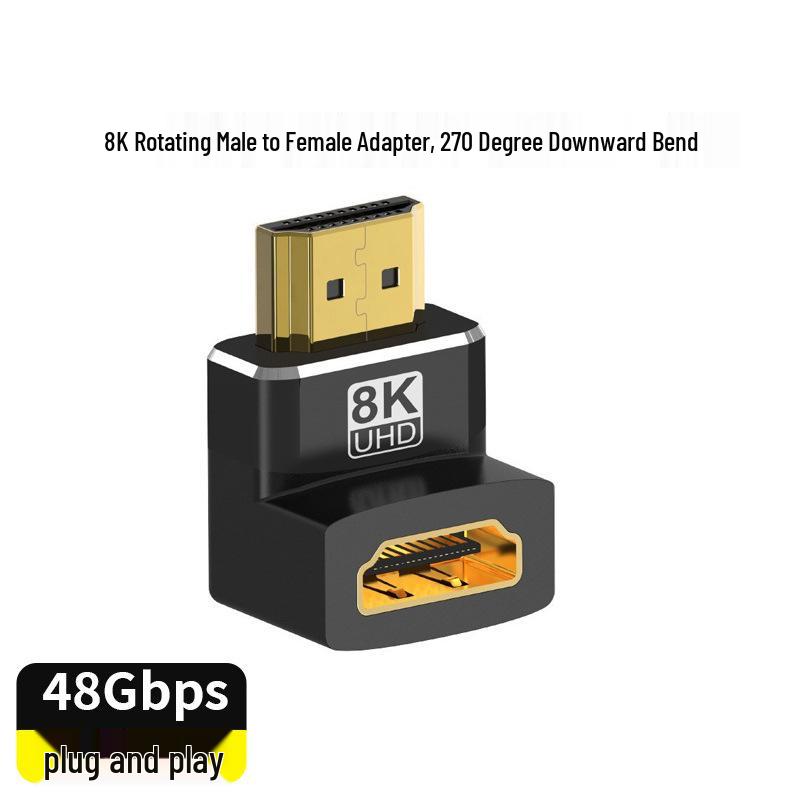 8K HDMI 90° Male To Female Adapter for TVs and Computers