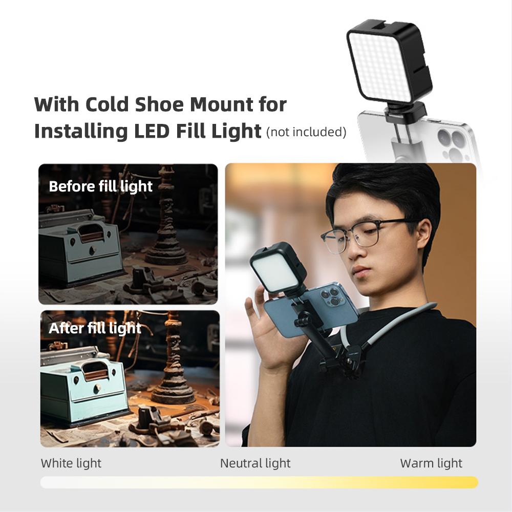 martvsen S7 PRO Camera Neck Holder Mount with Phone Clip POV Camera Necklace Mounting With Anti shake Magnetic Plate