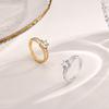 Trendy CZ Stone Adjustable Metal Rings For Women Girls, Gold Color Wedding Brand Engagement Promise Ring Anniversary Party Gift