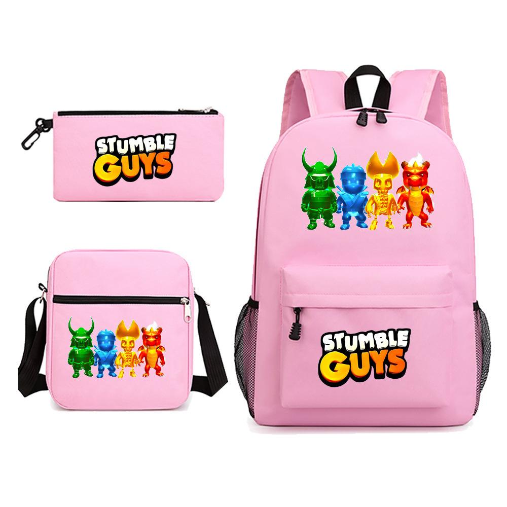Large Capacity Schoolbag with Shoulder Strap; Student Three-piece Pencil Case Set
