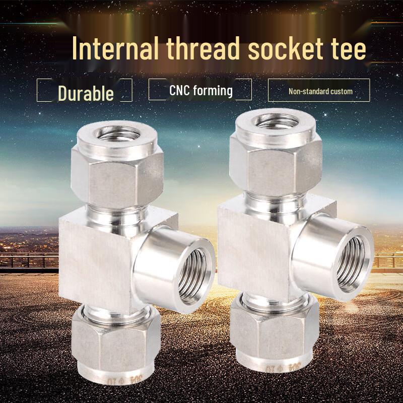 Chiweng 304 Stainless Steel Double Ferrule Internal Thread Tee Fitting