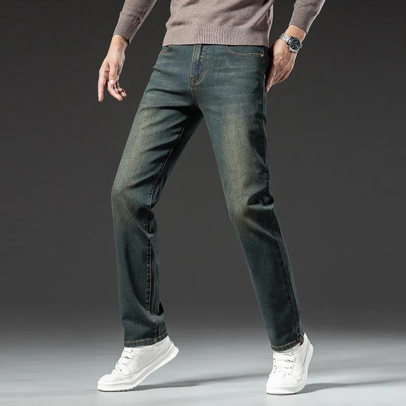Men's Winter Fleece-lined Thickened Jeans Cold-Resistant Stretch Fleece Warm Pants
