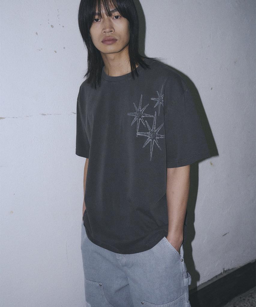 Eontaiteulseoul Untitled Starry Night Pigment Wash Short Sleeve Washed Black