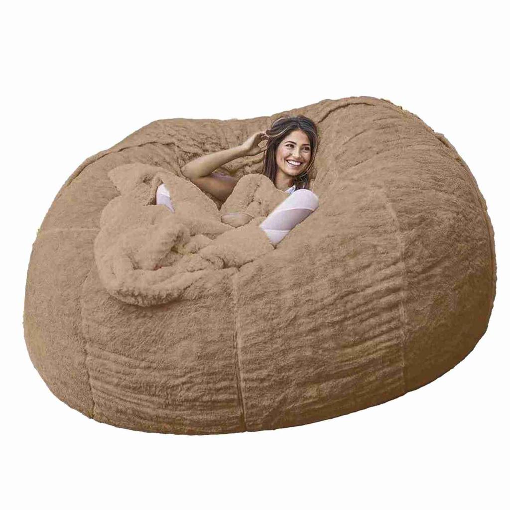 Home Sponge Bed Bean Bag Chair Cover Slipcover Double Bedroom Balcony Large Couch Round Soft Fluffy  Cover No Fillings