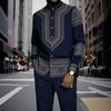 1116 Spring and Autumn Men's Men's Suit 1D Printed African Ethnic Style Stand-Up Neck Long Sleeve Pants Shirt Hugh