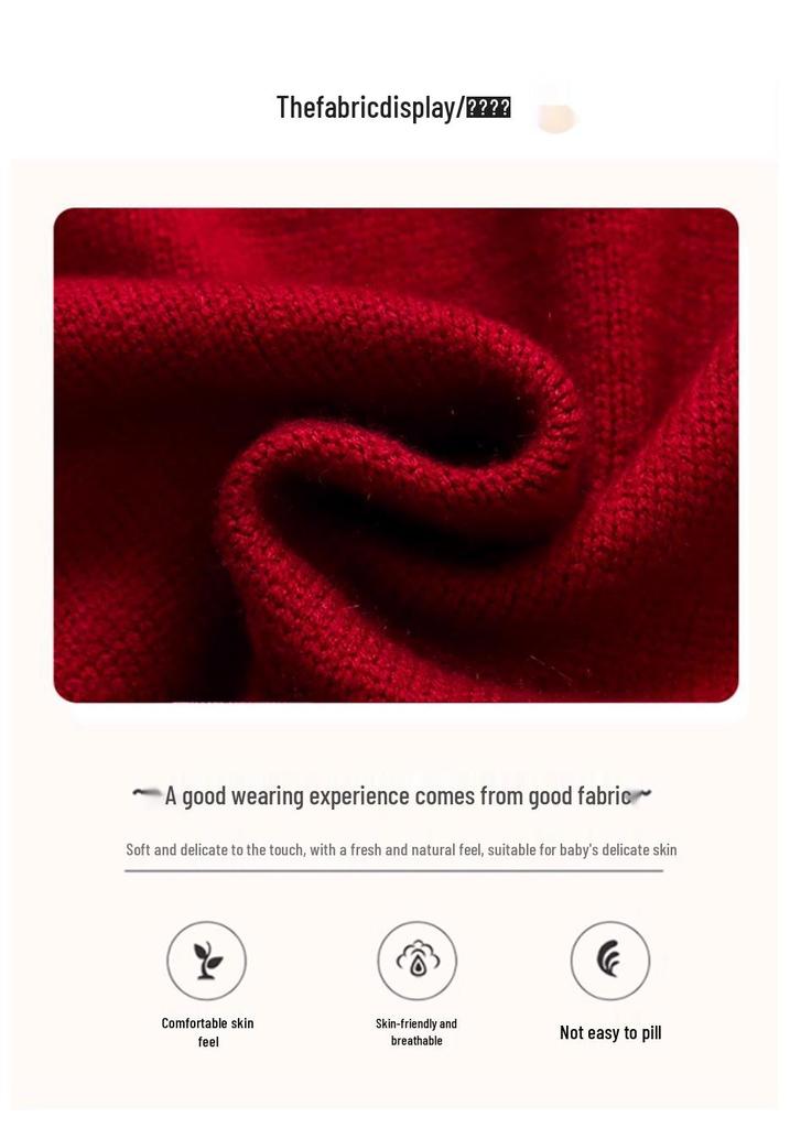 Girls' 2025 Autumn/Winter Strawberry Knit Sweater - Thick, Stylish Baby & Little Girl Top
