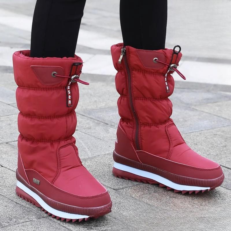 New Women's Thick Snow Boots Women's Warm Waterproof Zipper Boots Non-slip Plus Size Women's Shoes