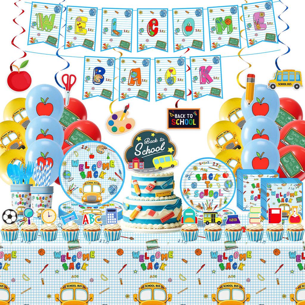 Animated Back To School Party Supplies Set With Paper Plates Cups Napkins For Student Celebration