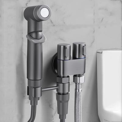 Shower Toilet Bidet Sprayer Stainless Steel Double Outlet Angle Valve Wall-Mounted Double Outlet Bidet Toilet Accessories