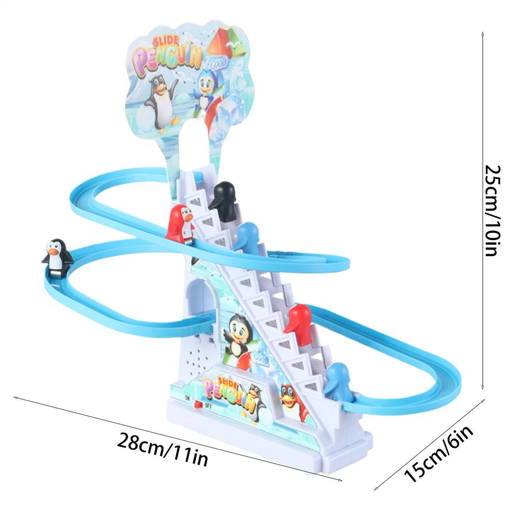 Parent-Child Interaction Puzzle Kids Toy Penguin Slide Electric Railcar With Music Fun Penguin Climbing Stairs Toys For Children