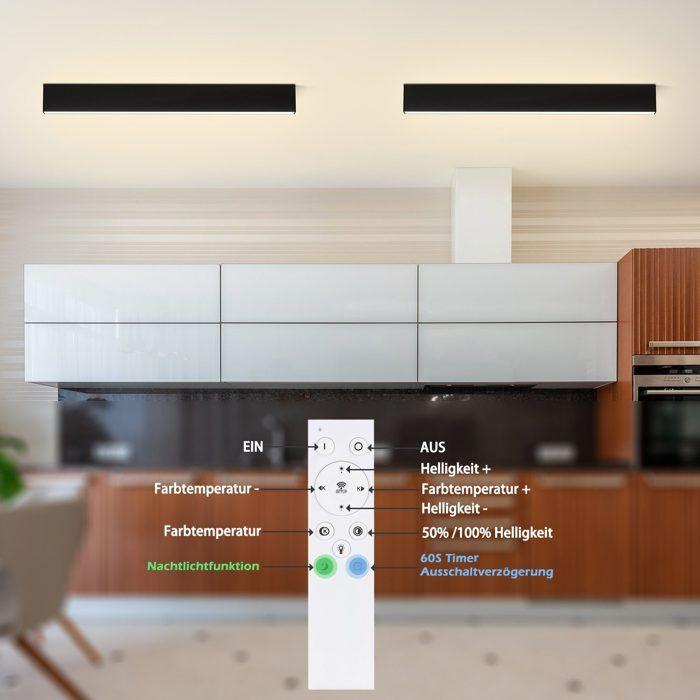 Plafonnier LED - NETTLIFE - 53 cm - Noir - Variateur télécommande - LED intégrée 3000K