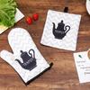 2pc/set Oven Mitt Table Pad Heat Resistant Thickened Kitchen Gloves Pot Holder Soft Inner Lining