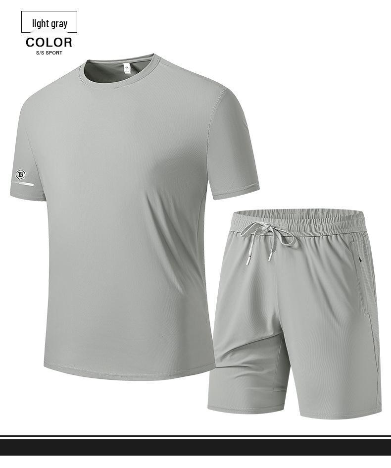 Men's Ice Silk Quick-Dry Sports Set - 2026 Summer Loose Fit Plus Size Breathable Short Sleeve & Shorts