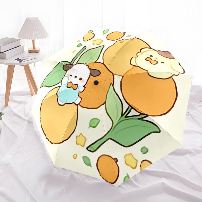 

1pc Cute Orange Fruit Print Umbrella - Automatic Opening/Closing, Portable 3-Fold Design, 8-Bone Iron Frame, Outdoor, Festive Gift for Fans, Travelers