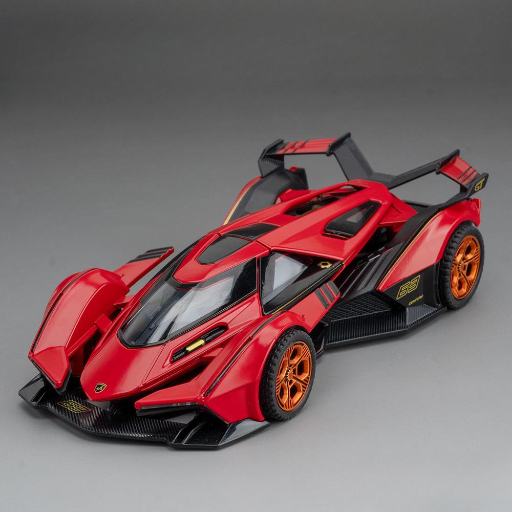 

1:32 Lambor V12 GT Модель Суперкара Игрушка Металлическая Литая Откатная Музыка Свет Миниатюрные Модели Гоночных Автомобилей Украшение Подарки для Мальчиков красный