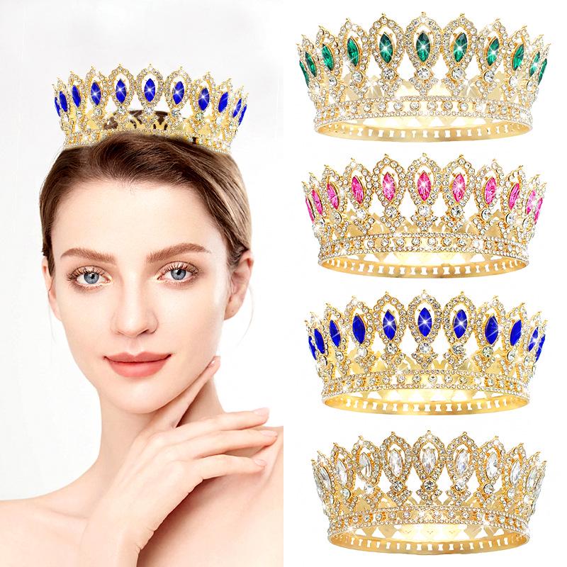 

Elegant Gold Crown: Multi-color Pageant & Bridal Headpiece for Women