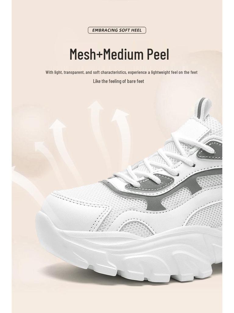 Versatile Women's Plus Size Mesh Sneakers - Casual Height-Increasing Running Shoes for Students and Dads