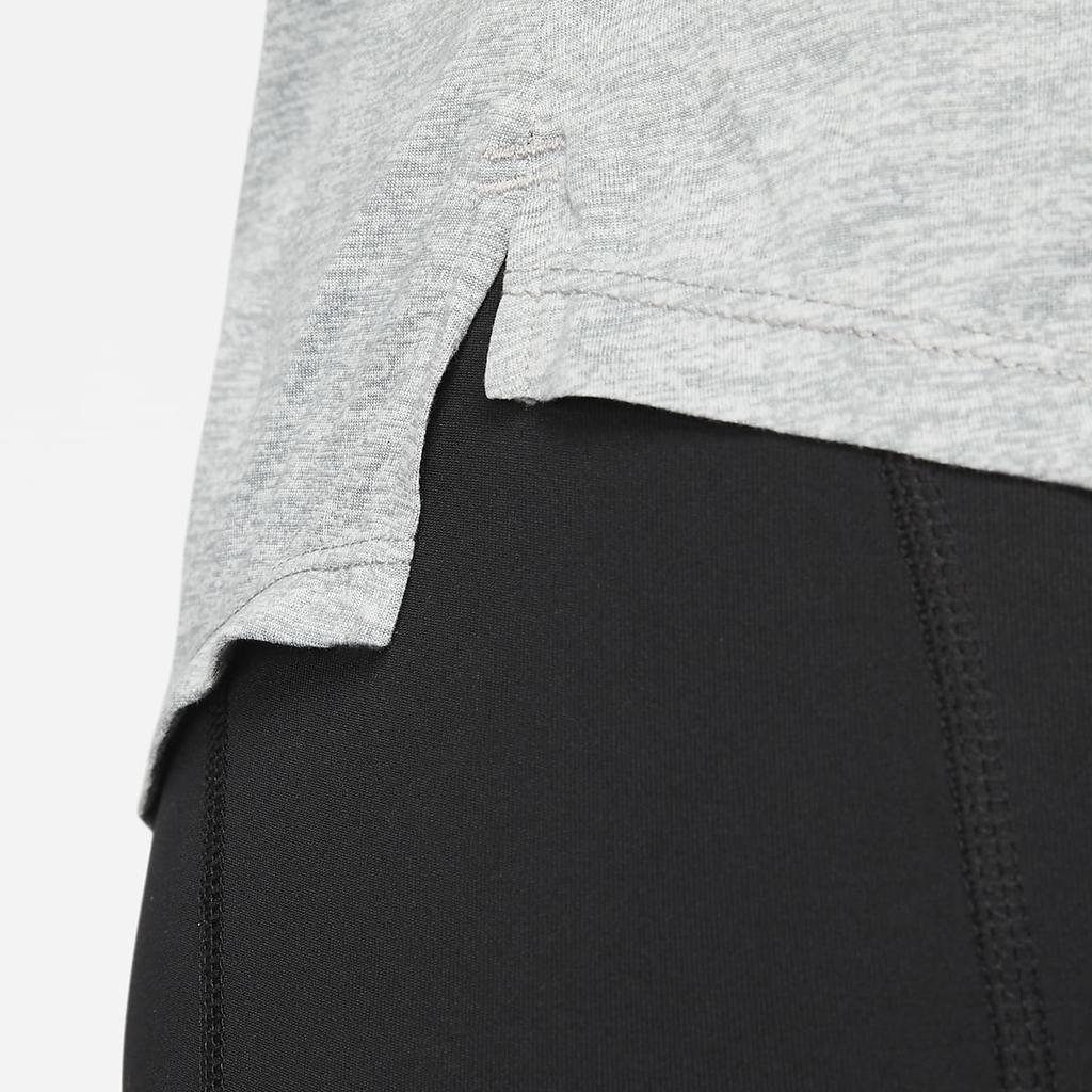 Nike Dri-FIT One Solid Logo Round Neck Long Sleeve T-Shirt Women Tops Light-Gray DD0642-073