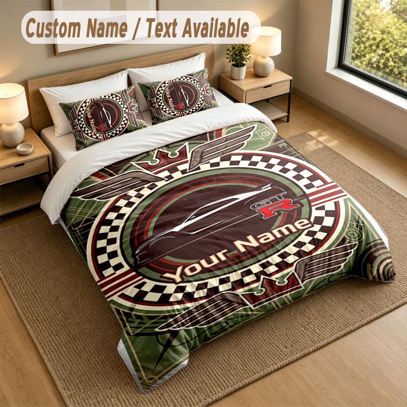 Set de așternut 1 Față de pilotă 2 Fețe de pernă Imprimeu Nissan GT-R Lenjerie de pat moale Decor Dormitor
