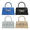 Women Evening Bag Bow Top Handle Bag Glitter Rhinestone Sparkly Mini Square Bag Wedding Party Prom Purse