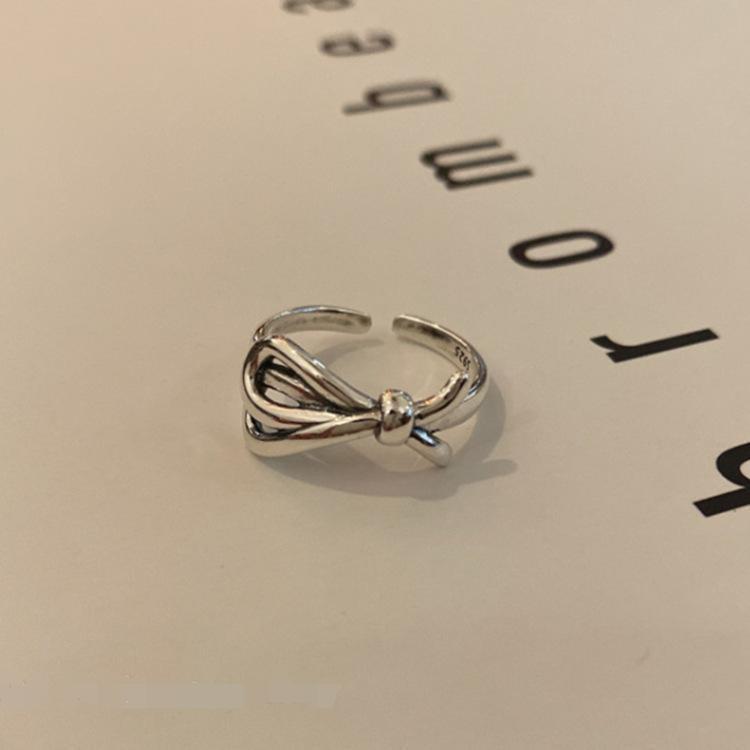 

Ретро корейское посеребренное кольцо с бантом - Женский модный изысканный дизайн