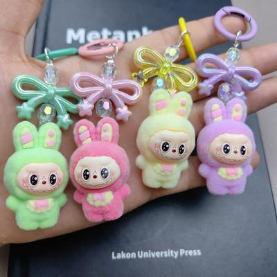 Flocking Cartoon Keychain Bag Bow Mobile Phone Pendant Girlfriend Gift Alloy Cute Grains