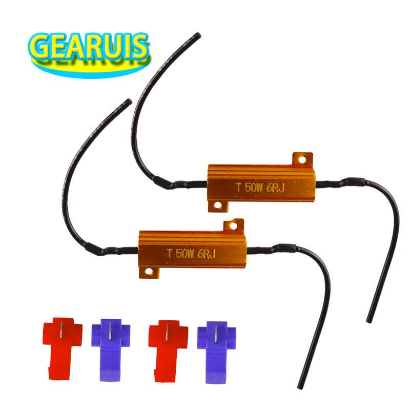 2pcs 50W 6RJ 6Ohm Car LED DRL Fog Turn Singal Load Resistor for Fix LED Bulb works as warning canceller no Fast Hyper Flash