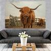 Amazing Portrait of Scottish Highland Cow Wall Pictures Canvas Painting Animal Posters Prints Living Room Home Decor