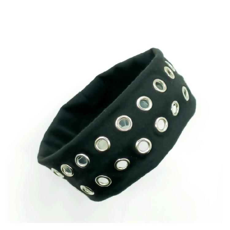 Punk Stretchy Headbands With Hollowed Eyelets Wide Elastic Hairband For Adult Teens Music Festival And Street Wear