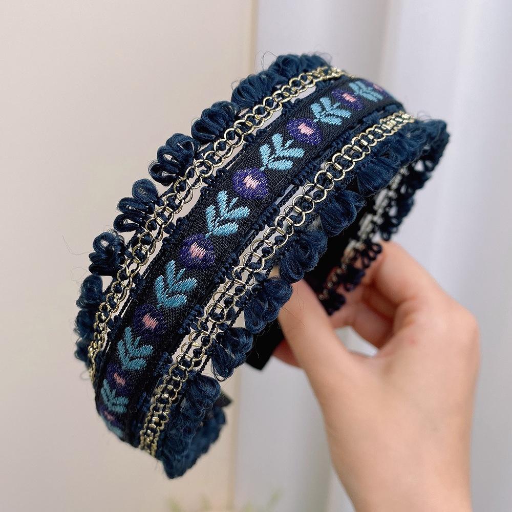 Vintage Headbands for Women Bohemian Ethnic Style Embroidery Flowers Girls Hair Bands Wide Hairband Hair Hoop Hair Accessories