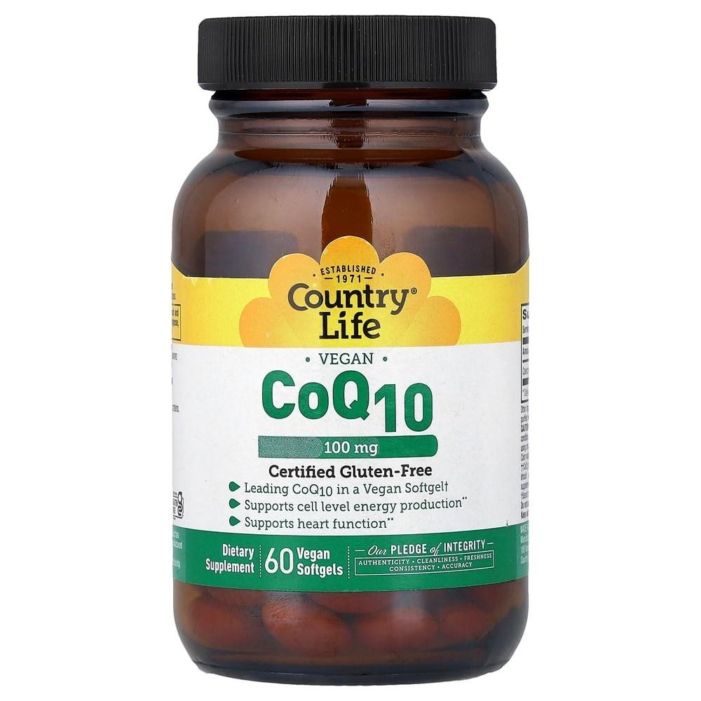 CoQ10 Country Life 100 Mg 60 Veg Softgels 60 Tablets 1 Pcs