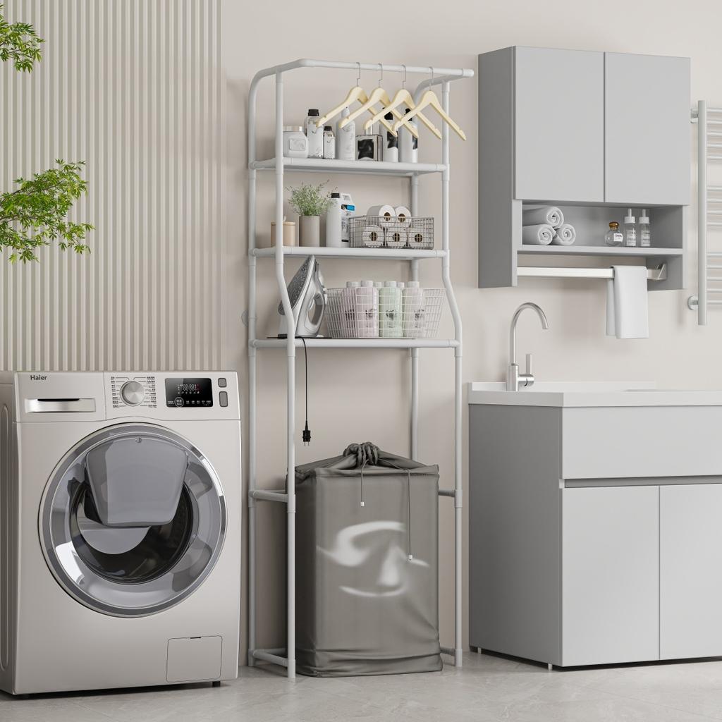 Bathroom Toilet Shelf,Toilet Rack, Three-Tier Shelving, Metal Structure for Vertical Installation,Multi-Layer Classified Storage