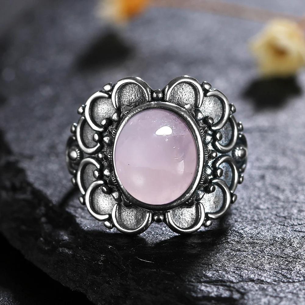 Natural 8*10MM Lapis Lazuli Finger Ring  Rings for Women Gift S Silver Flower Shaped Ring